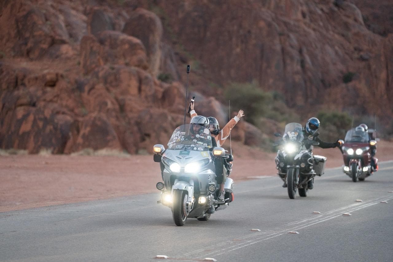 The joy of riding motorcycles among the mountains in Hail